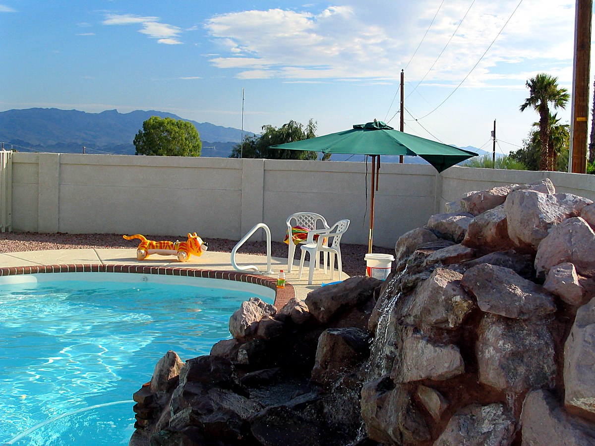 Pool and rock water feature at Caravelle Drive, Lake Havasu City