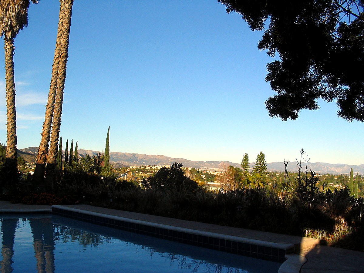 Pool and San Fernando Valley view at Daryn Drive