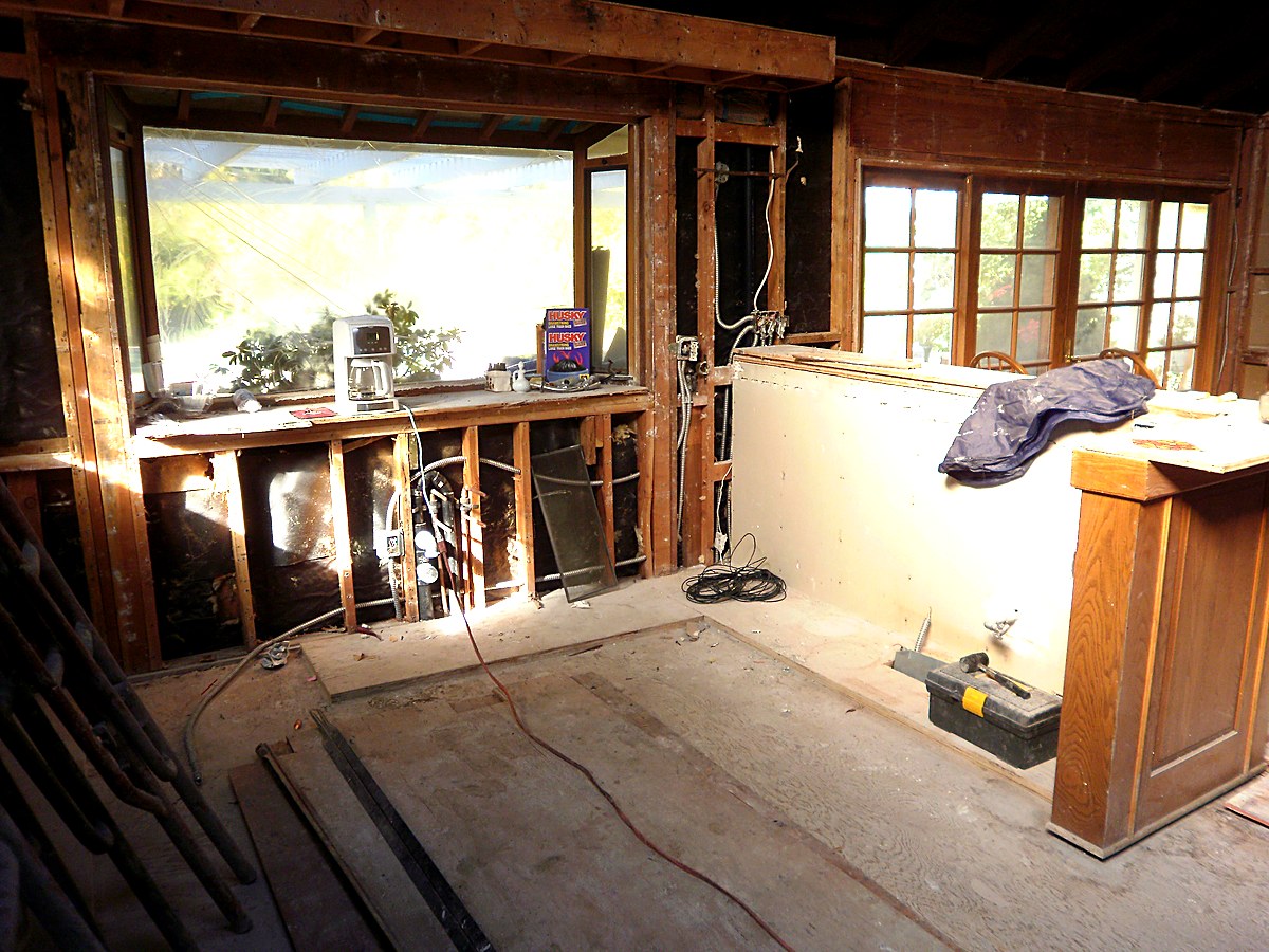 Kitchen during structural renovation at Natoma Avenue